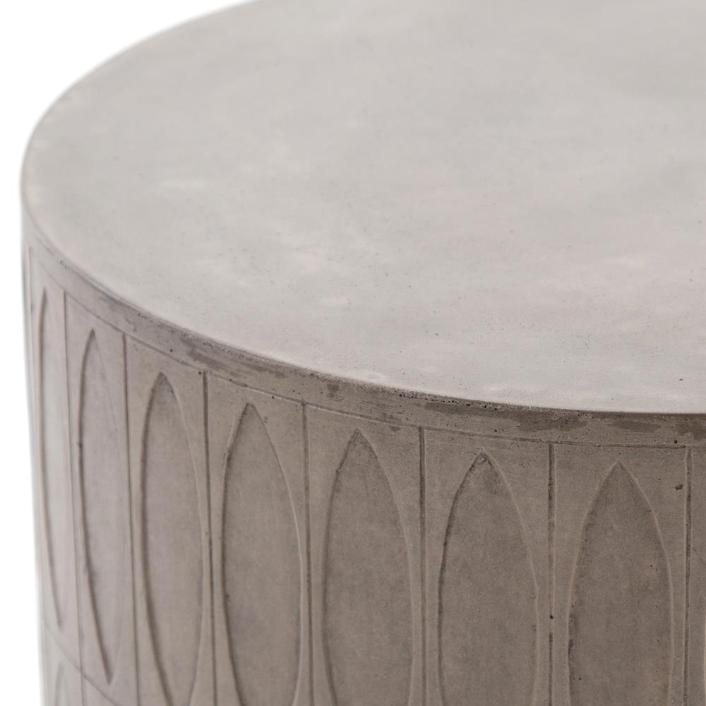 Jeremy Modern Classic Grey Concrete Round Outdoor Drum End Table|