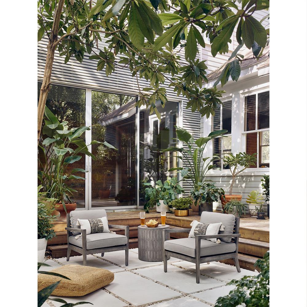 Jeremy Modern Classic Grey Concrete Round Outdoor Drum End Table|