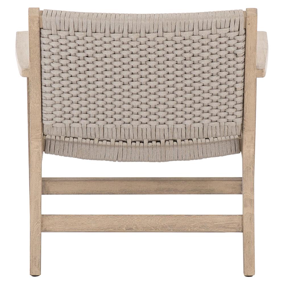 Dion Coastal Light Grey Woven Rope Washed Natural Teak Wood Outdoor Arm Chair|