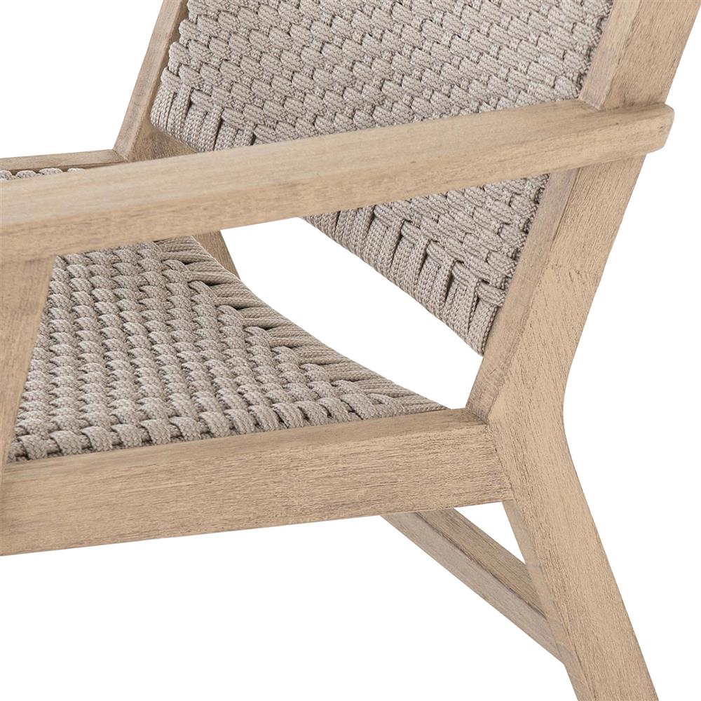 Dion Coastal Light Grey Woven Rope Washed Natural Teak Wood Outdoor Arm Chair|