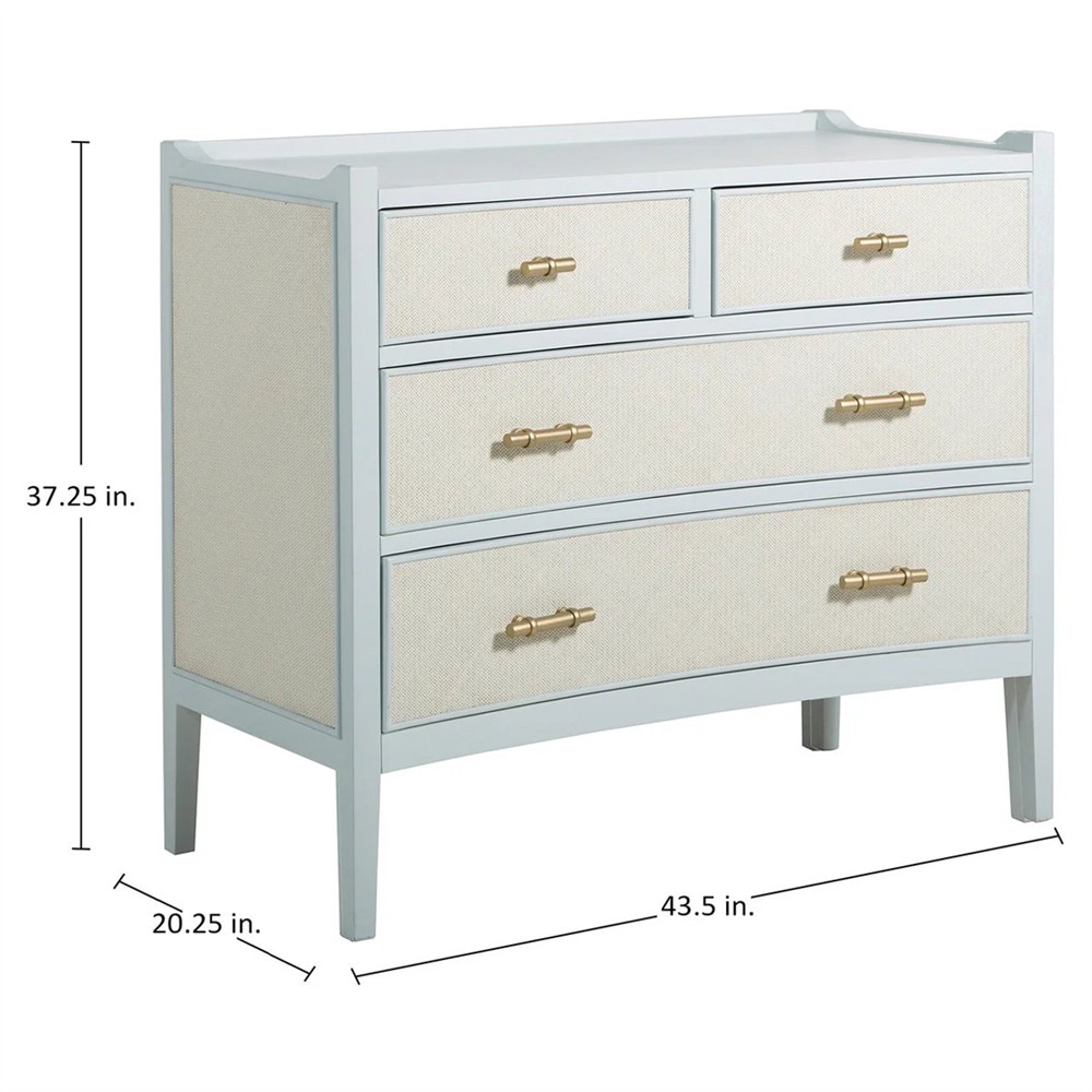 Jane Coastal Beach | Natural Seagrass Dresser | Blue | Wood/Metal/Gold | Kathy Kuo Home