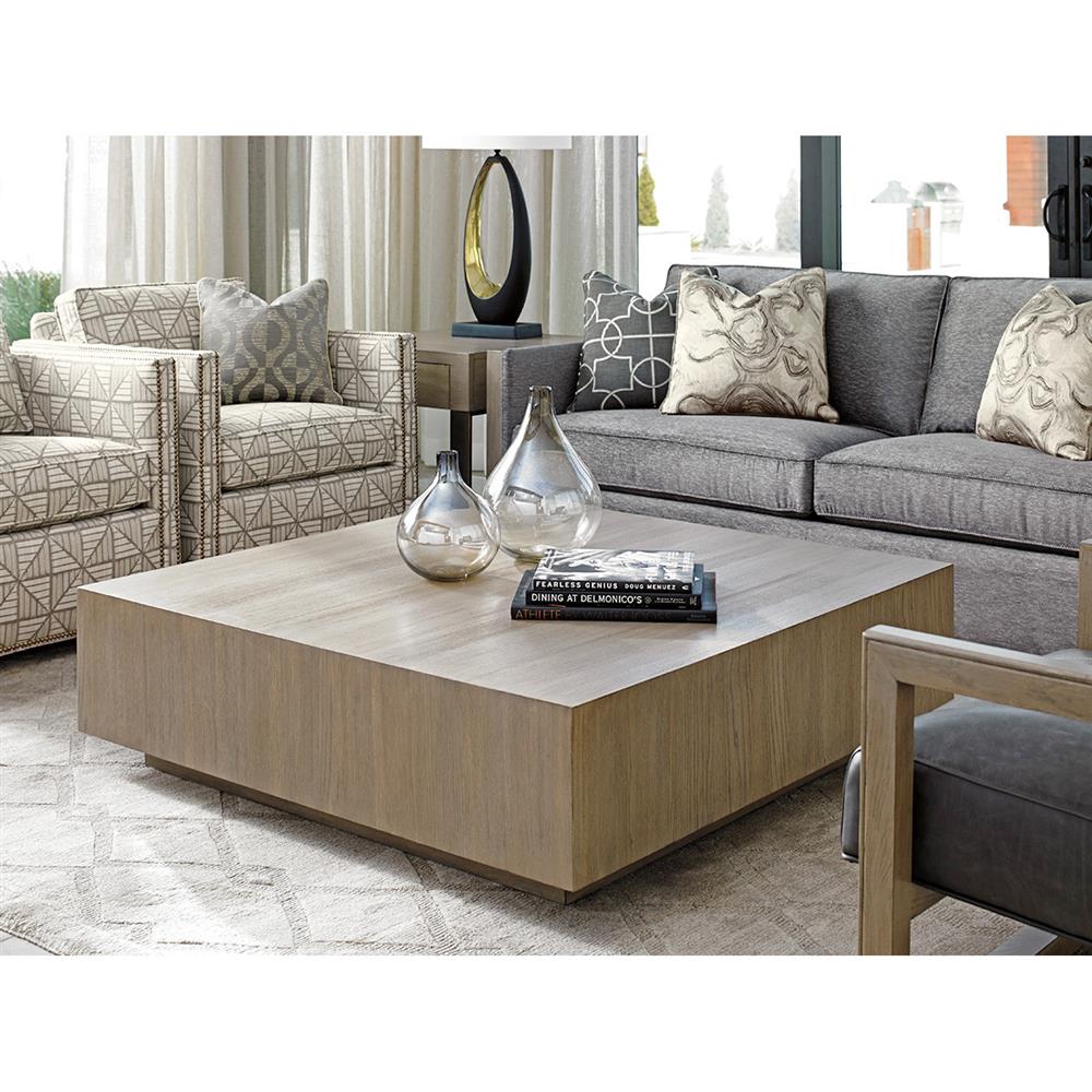 Lexington Tatum Modern Classic Grey Elm Wood Cube Square Block