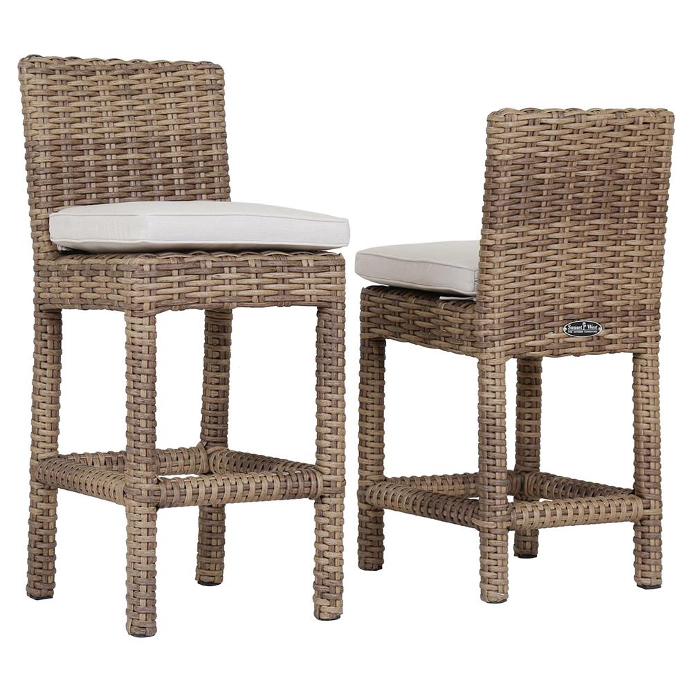 Aria Coastal Beige Cushion Brown Outdoor Counter Stool|