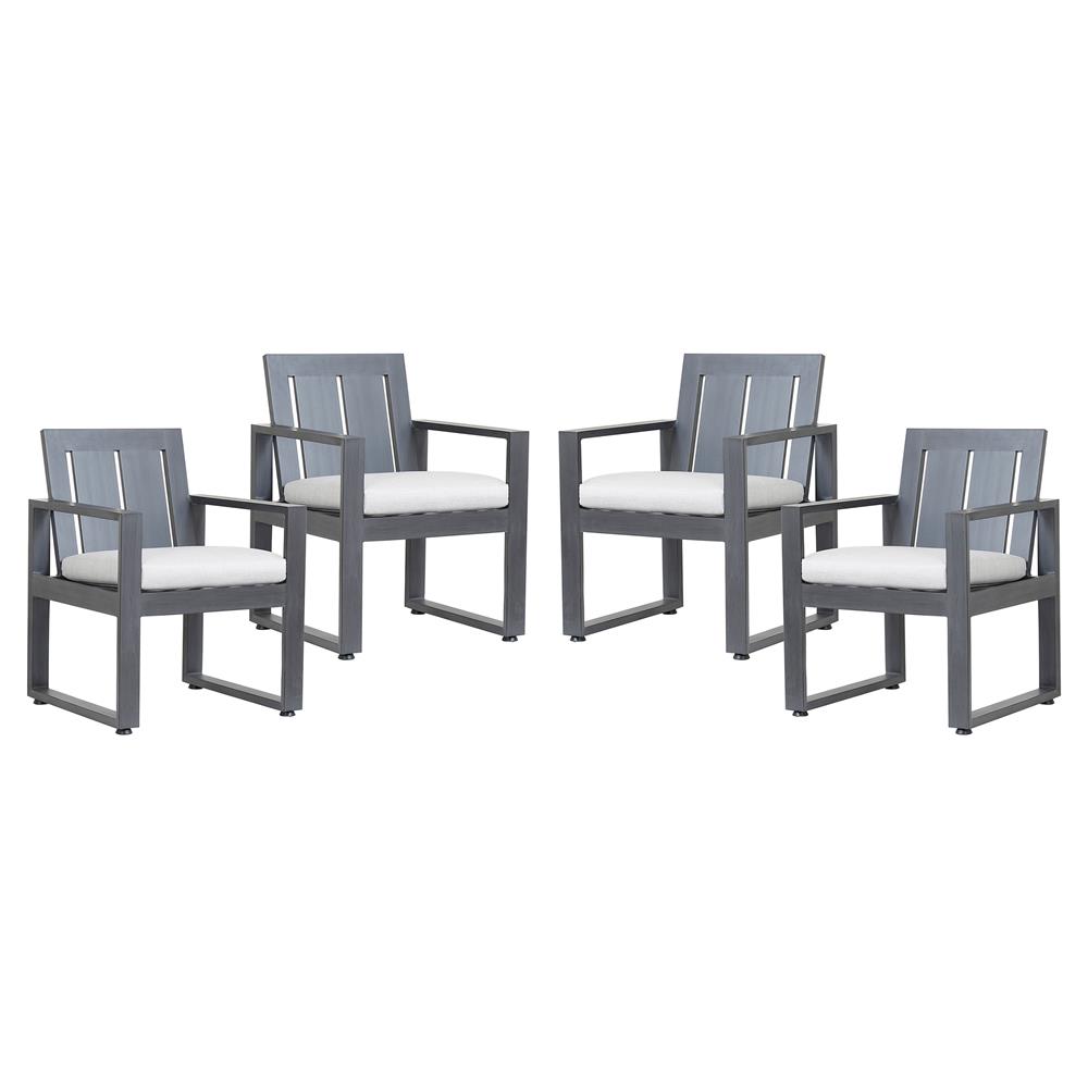 Finn Modern Grey Cushion Metal Outdoor Dining Arm Chair|