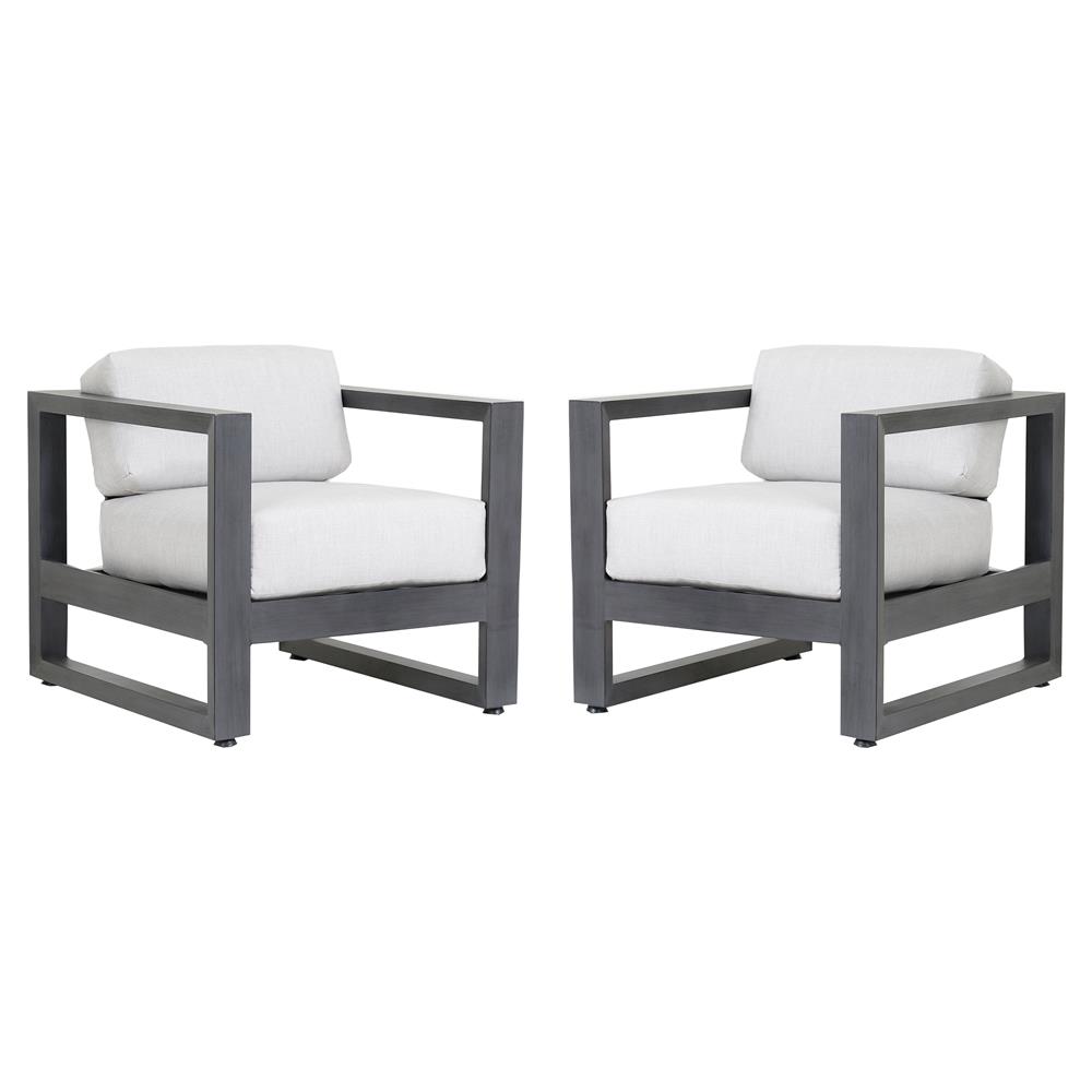 Finn Modern Grey Cushion Metal Outdoor Accent Club Chair|