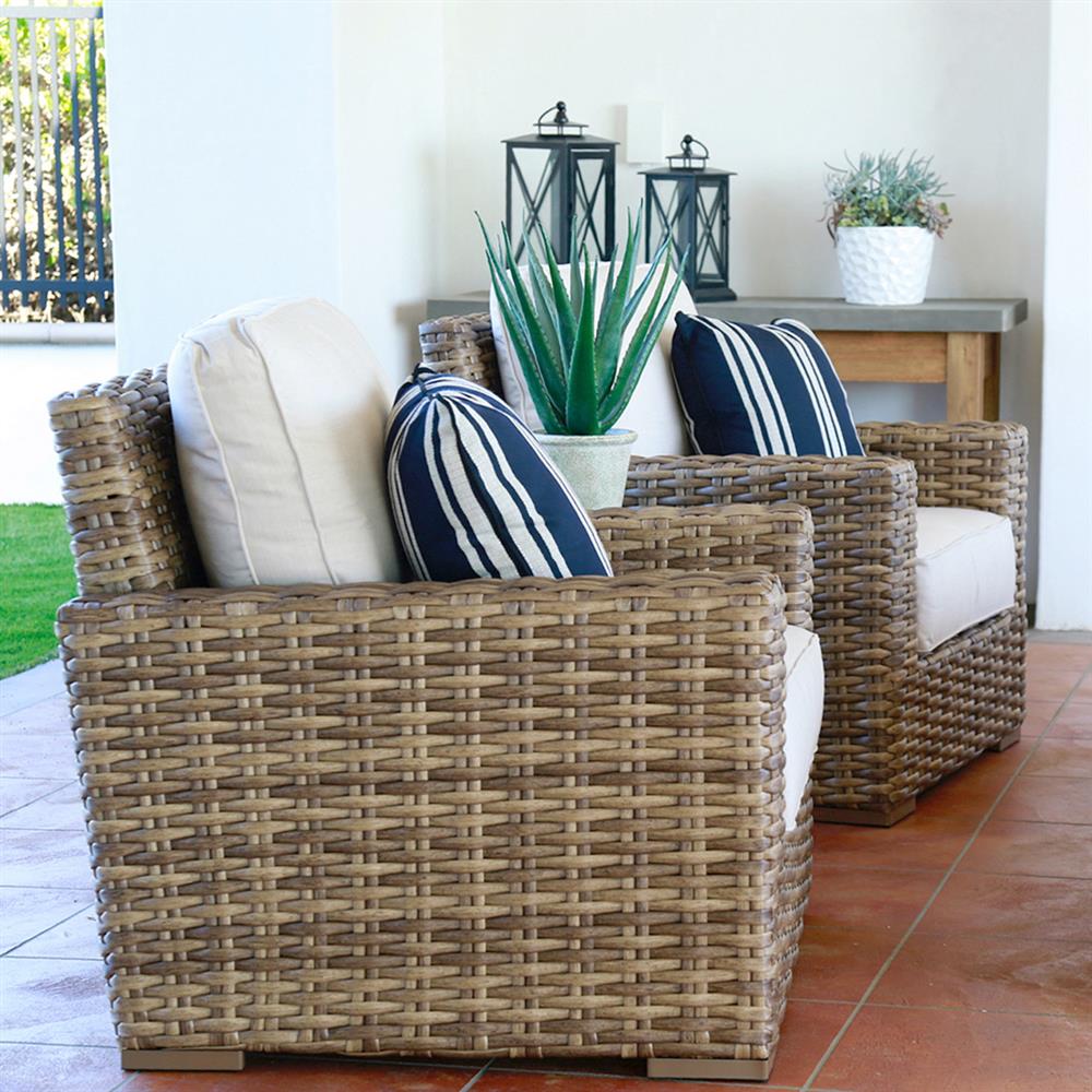 Aria Coastal Beige Cushion Brown Outdoor Accent Club Chair|