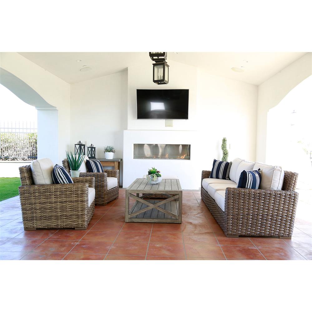 Aria Coastal Beige Cushion Brown Outdoor Accent Club Chair|