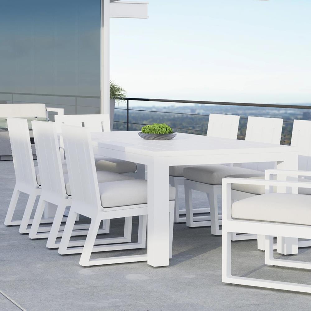 Roman Modern White Metal Rectangular Outdoor Dining Table - 90"W|