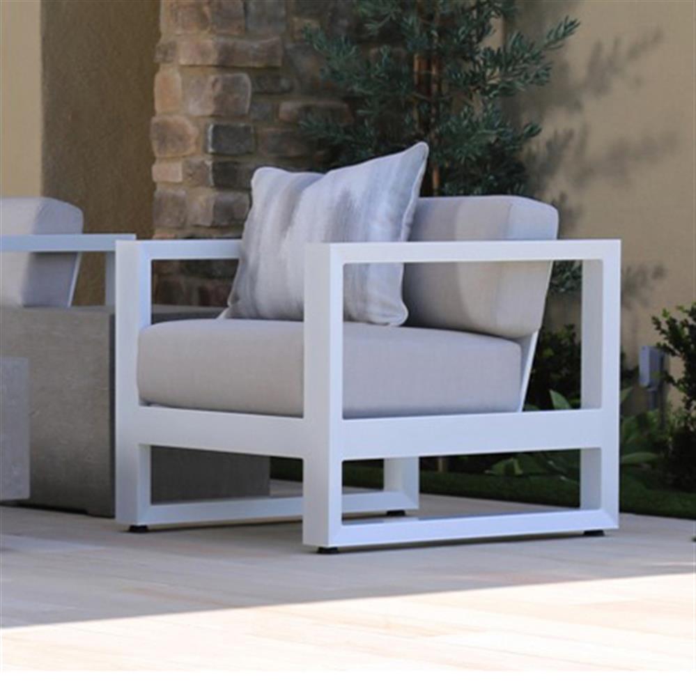 Roman Modern Grey Cushion White Metal Outdoor Accent Club Chair|