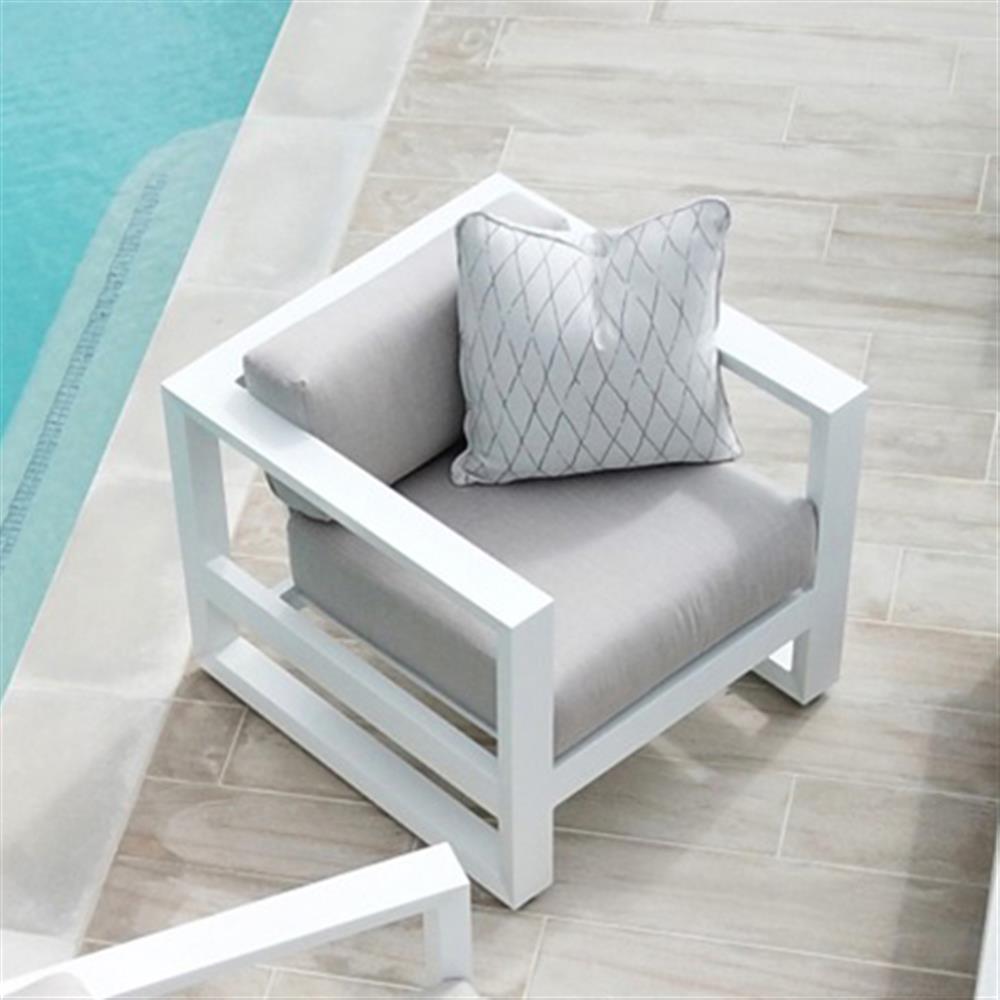 Roman Modern Grey Cushion White Metal Outdoor Accent Club Chair|