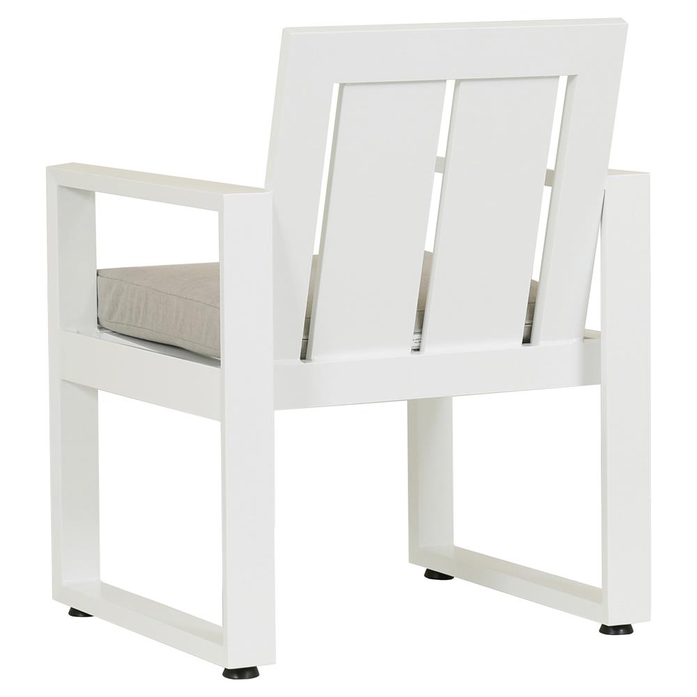 Roman Modern Grey Cushion White Metal Outdoor Dining Arm Chair|