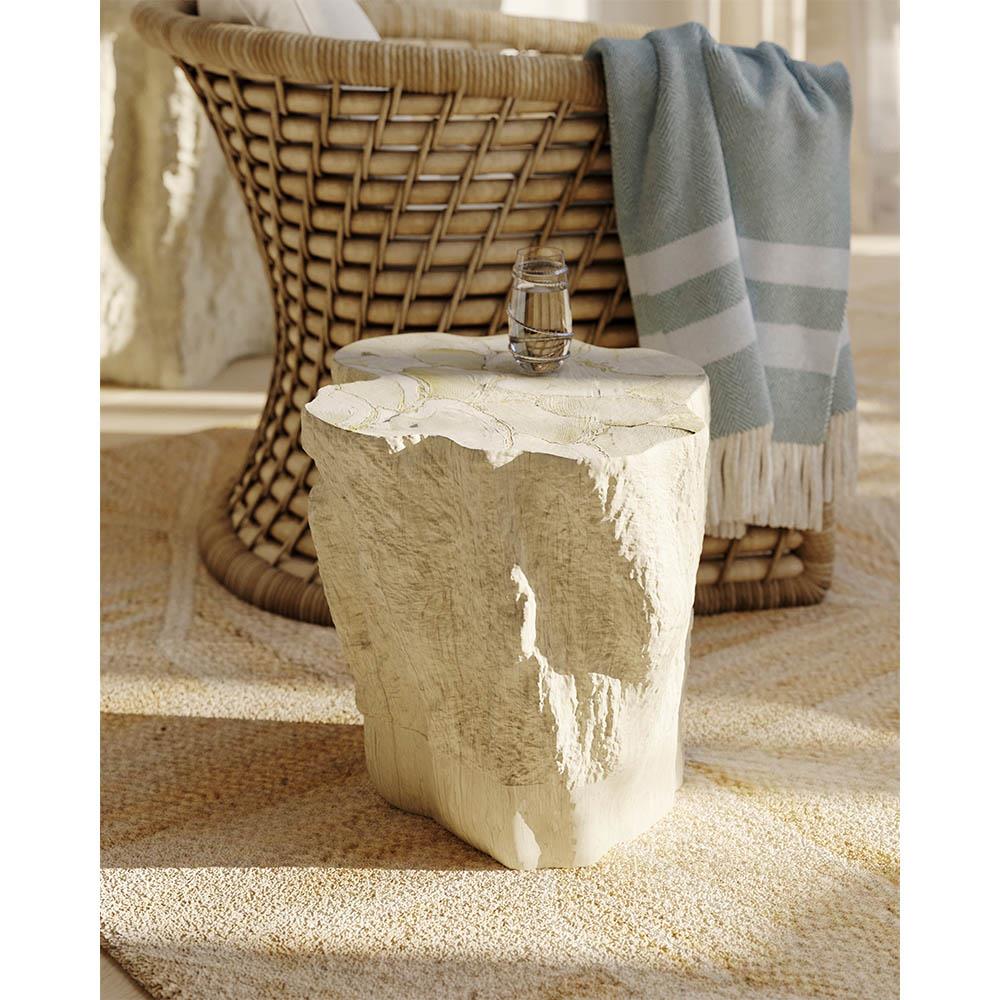 Palecek Camilla Coastal Beach White Inlaid Fossilized Clam Side