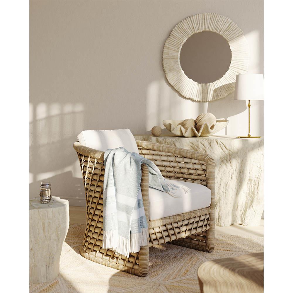 Palecek Camilla Coastal Beach White Inlaid Fossilized Clam Side