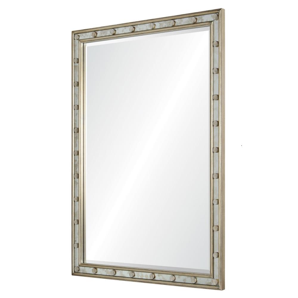 Sam French Country Carved Rosettes Antique Mirror Framed Wall