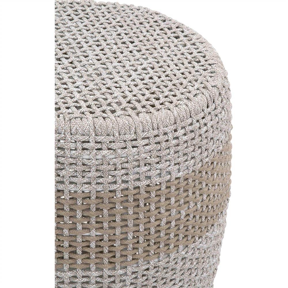 Lorry Coastal Beach Taupe Woven Rope Round Outdoor Side End Table|
