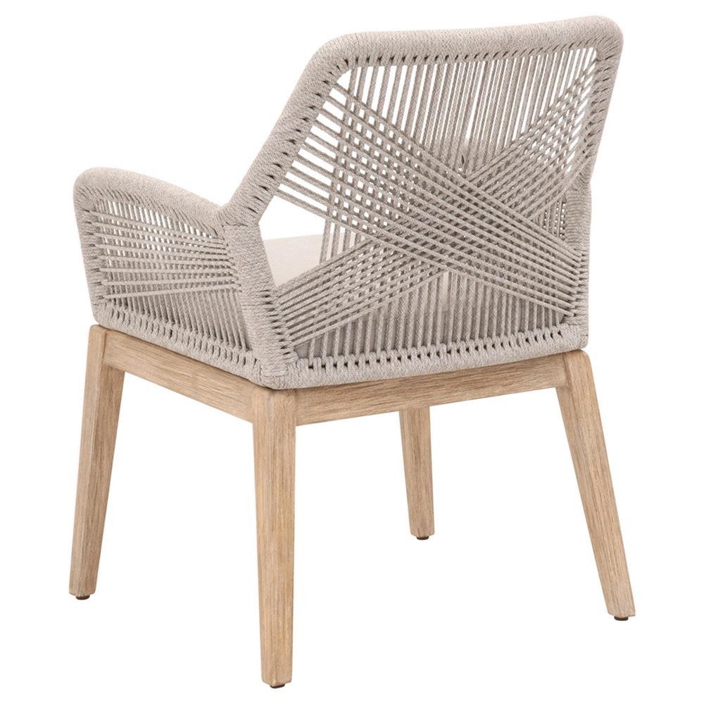 Lorry Coastal Taupe Woven Rope Performance Gray Mahogany Dining Arm Chairs - Set of 2|