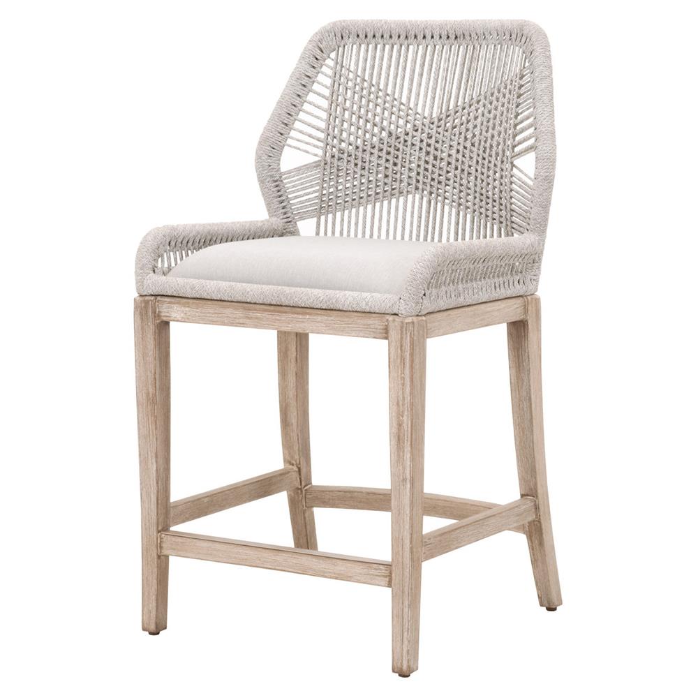 Lorry Coastal Beach Taupe Performance Mahogany Woven Rope Counter Stool|