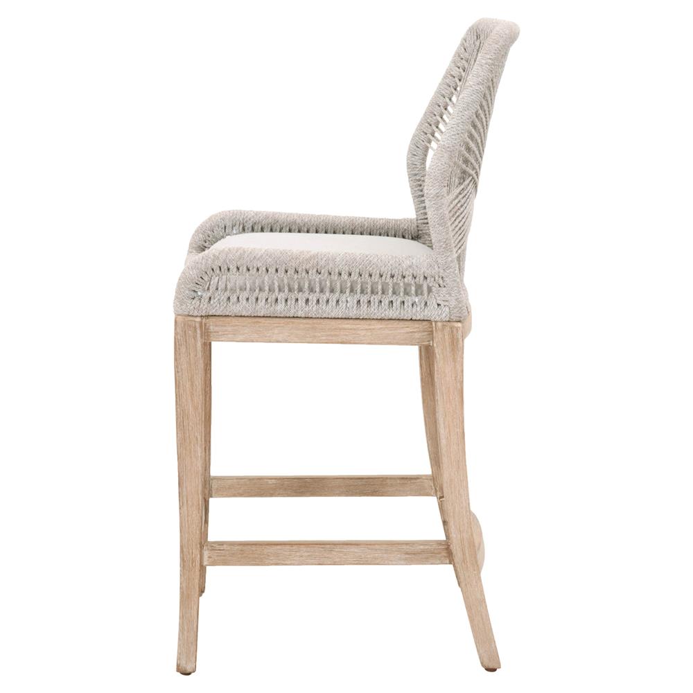 Lorry Coastal Beach Taupe Performance Mahogany Woven Rope Counter Stool|