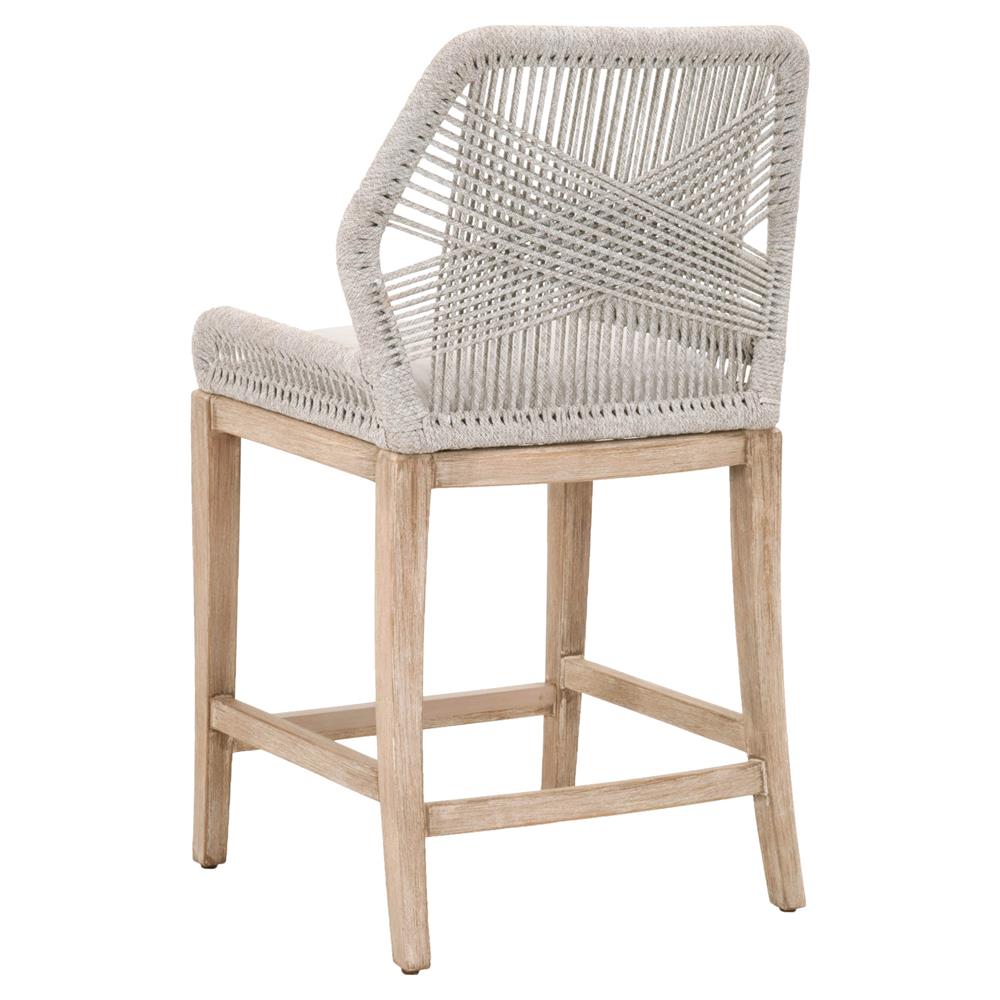 Lorry Coastal Beach Taupe Performance Mahogany Woven Rope Counter Stool|