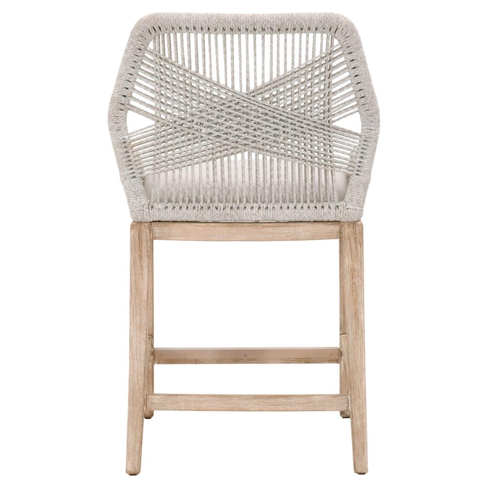 Lorry Coastal Beach Taupe Performance Mahogany Woven Rope Counter Stool|