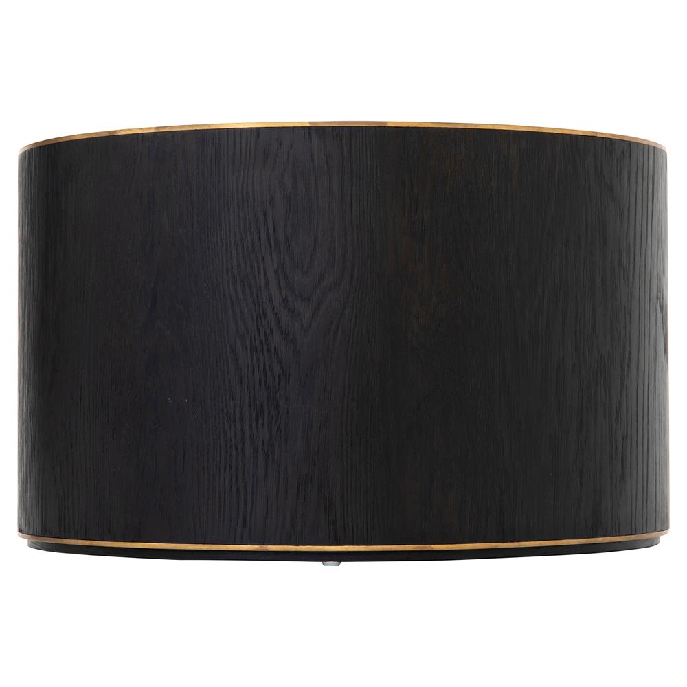 Primo Modern Polished Brass Accent Black Round Starburst Oak Round Coffee Table|