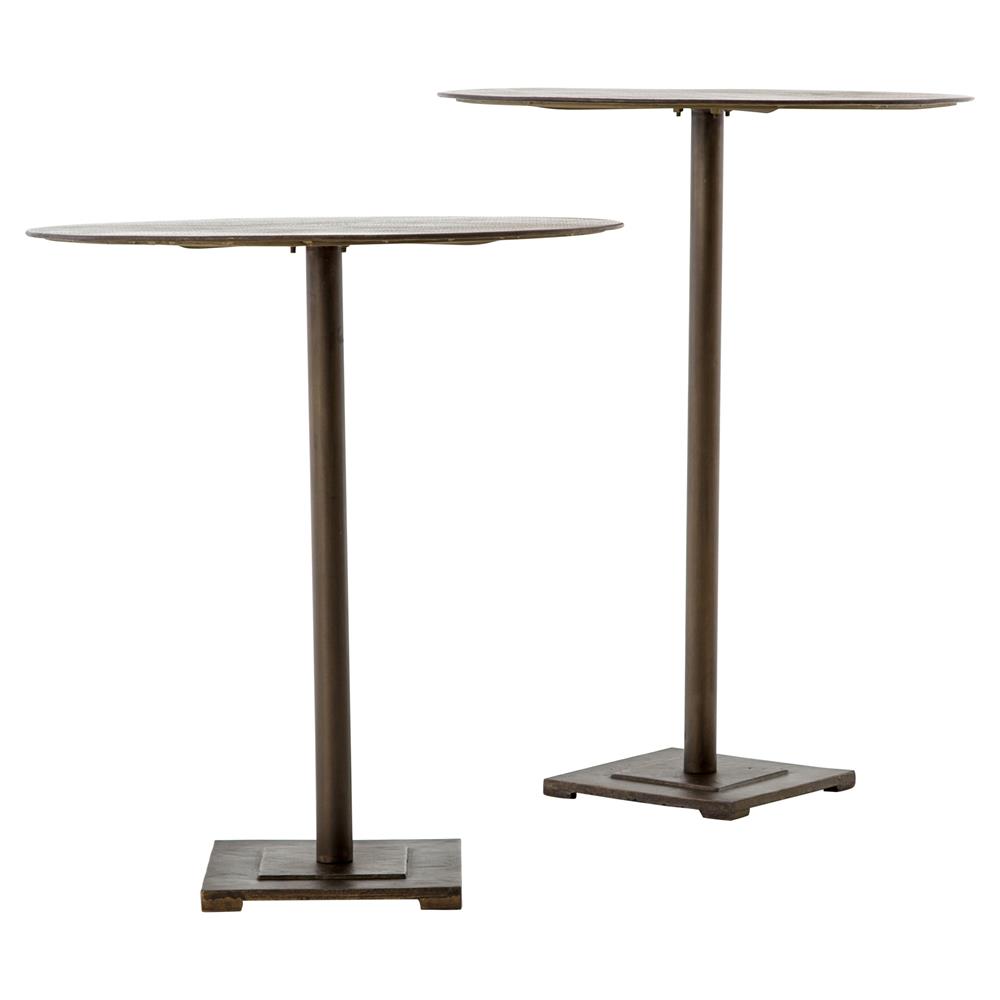 Gene Industrial Loft Aged Brass Iron Round Counter Table - 32" W|