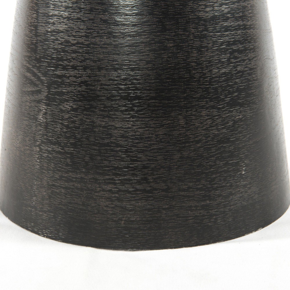 Lupe Industrial Loft Ash Glass Top Black Aluminum Pedestal Round Side End Table|