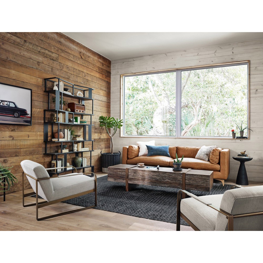 Lupe Industrial Loft Ash Glass Top Black Aluminum Pedestal Round Side End Table|