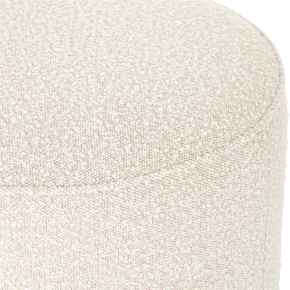 Leah Modern Classic Cream Performance Boucle Brown Wood Round Ottoman - 22"|