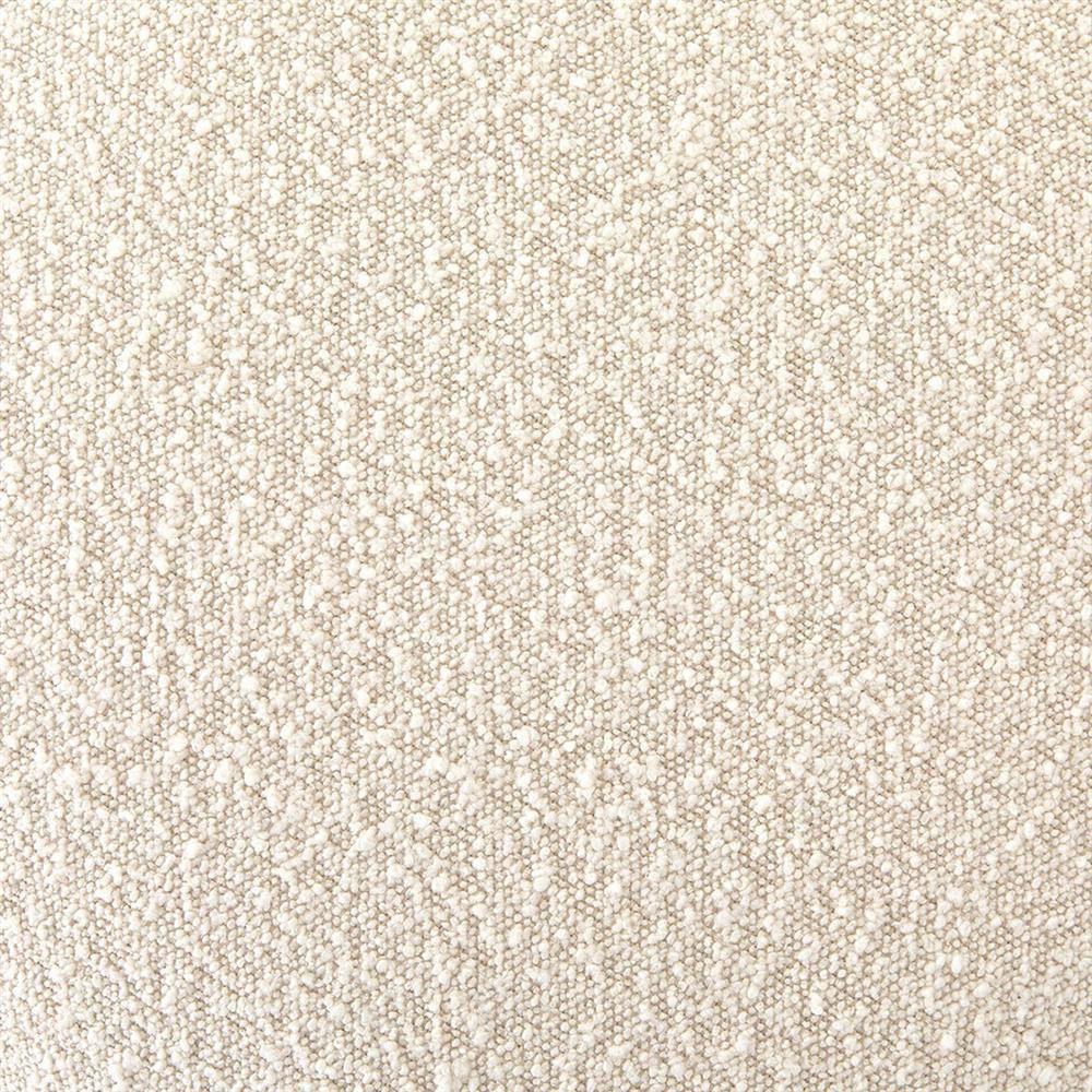 Leah Modern Classic Cream Performance Boucle Brown Wood Round Ottoman - 22"|