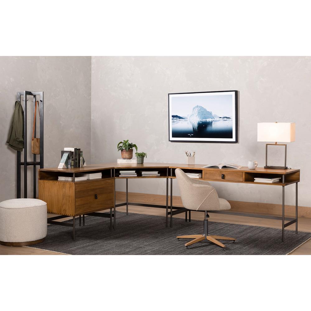 Leah Modern Classic Cream Performance Boucle Brown Wood Round Ottoman - 22"|