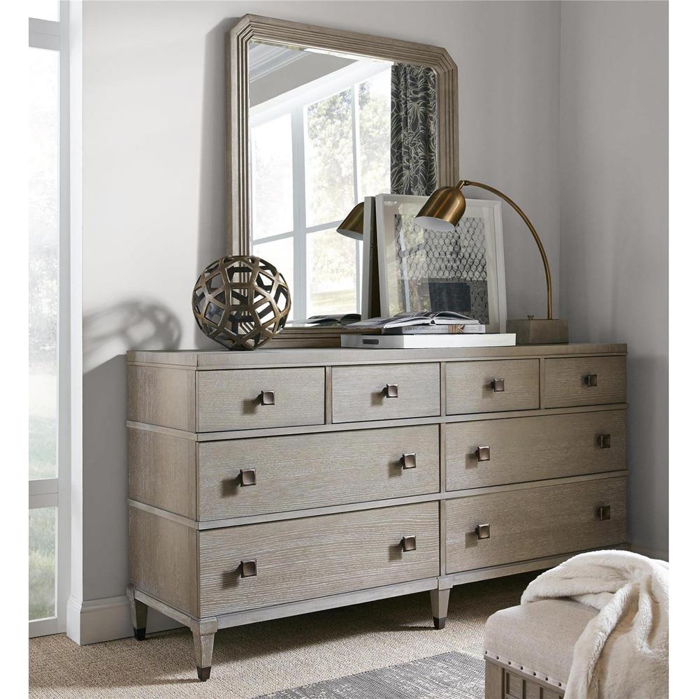 Norman Rustic Lodge Light Grey Wood 8 Drawer Double Dresser|