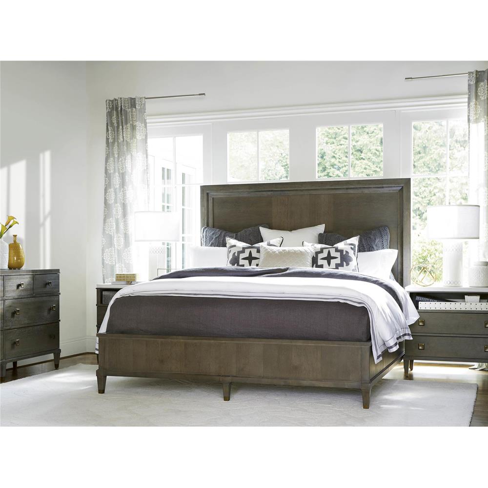 Norman Modern Classic Ivory Stone Top Brown Wood Nightstand|