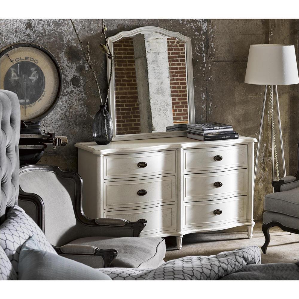 Carlotta French Country Off White Wood 6 Drawer Double Dresser|