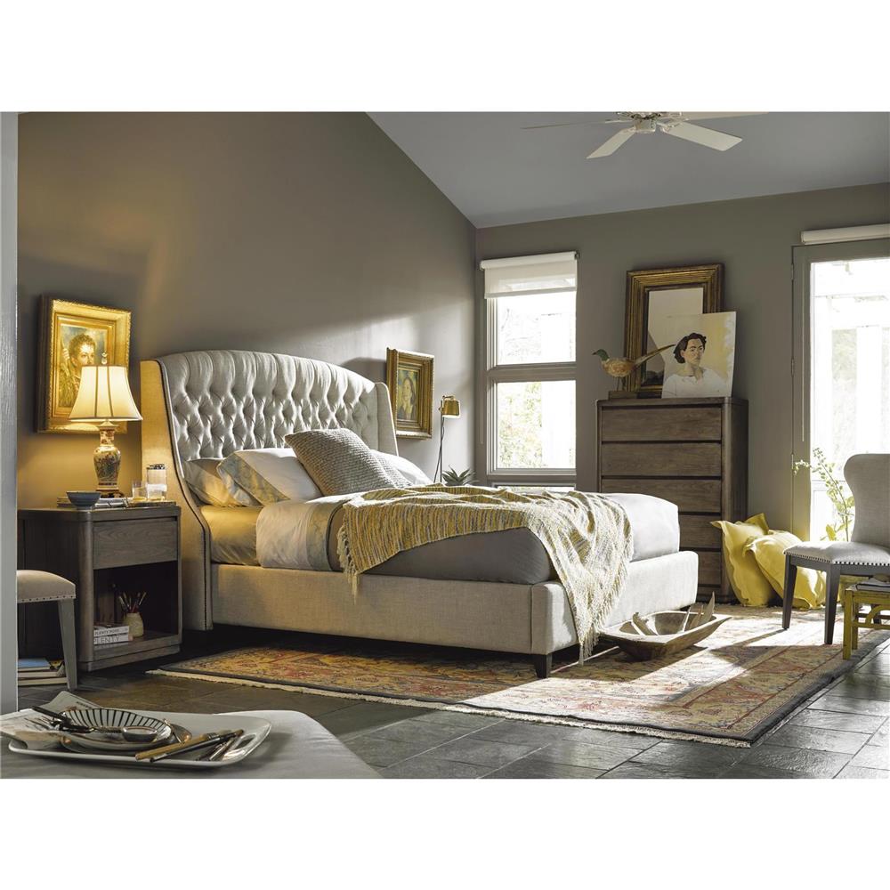 Iviana Modern Classic Light Grey Upholstered Tufted Nailhead Trim Bed - Queen|