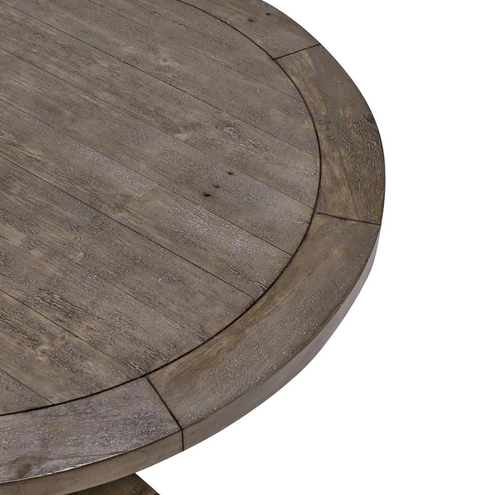 Becille Rustic Lodge Brown Pine Wood Round Dining Table - Small - 42"W|