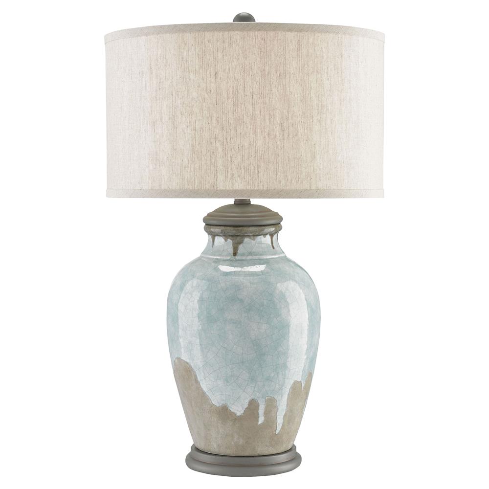 Avery Coastal Beach Blue Drip Grey Terracotta Table Lamp Tall (28