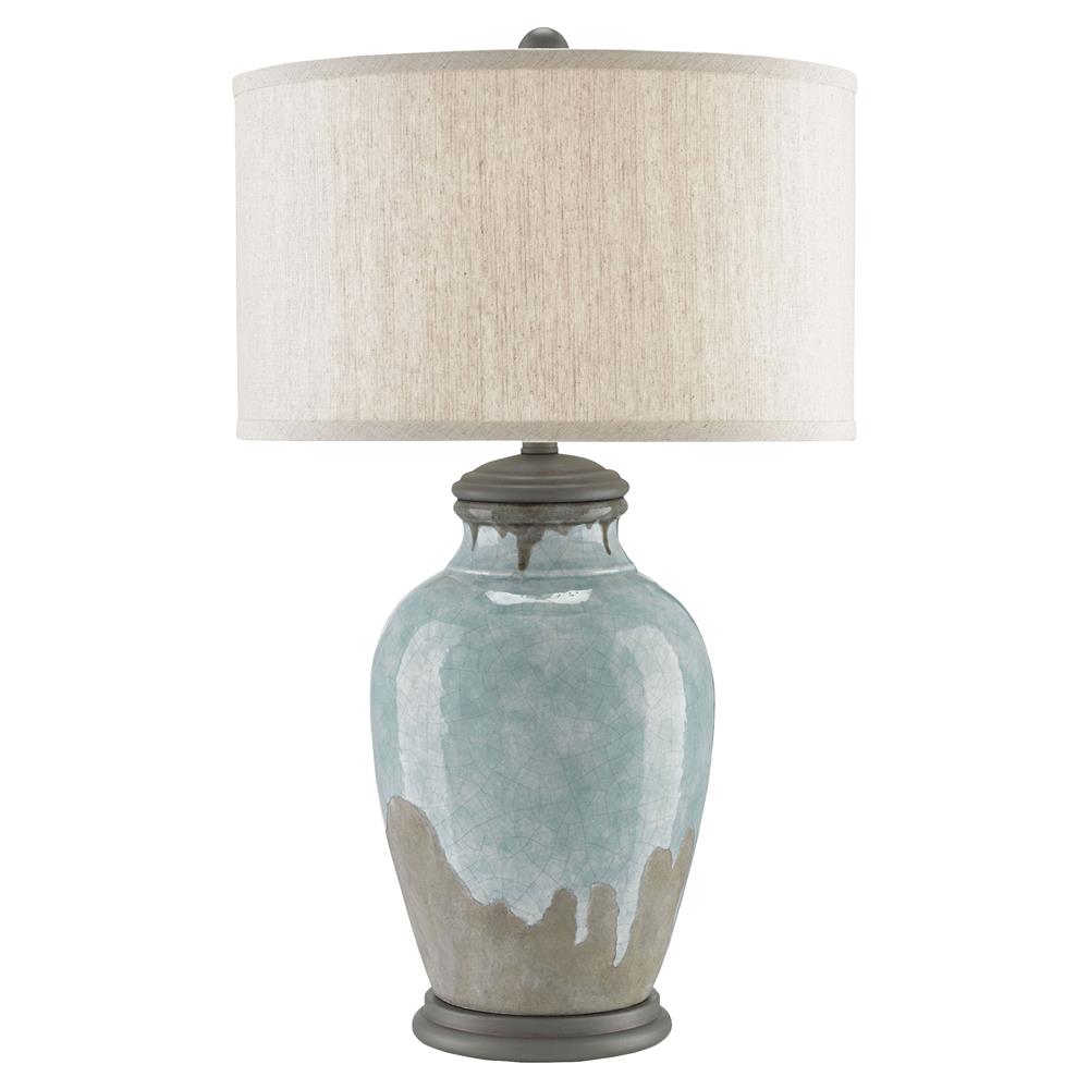 Avery Coastal Beach Blue Drip Grey Terracotta Table Lamp Tall (28