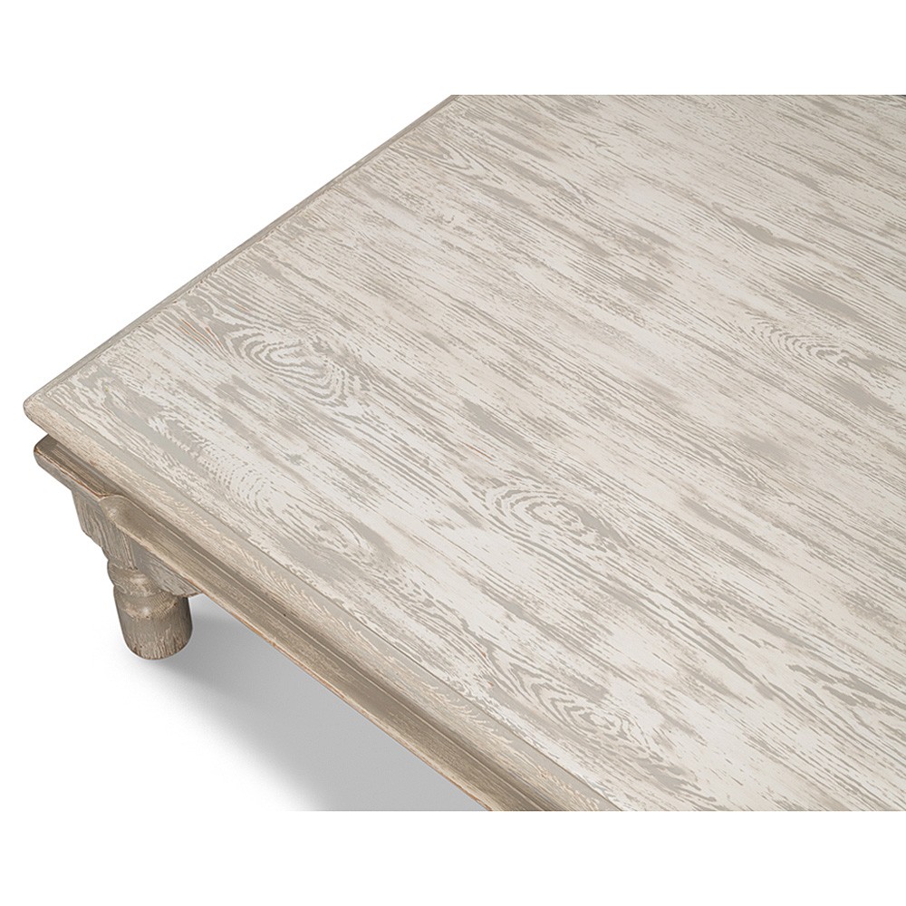 Myla French Country Grey Wash Wood Rectangular Coffee Table 61