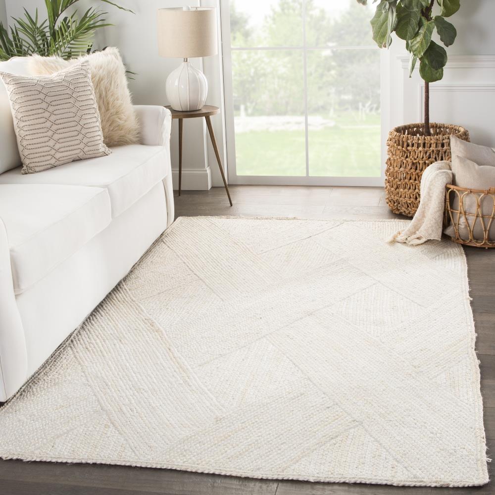 Reece Modern Ivory Diamond Pattern Jute Solid Rug - 8'x10' 8'x10 ...