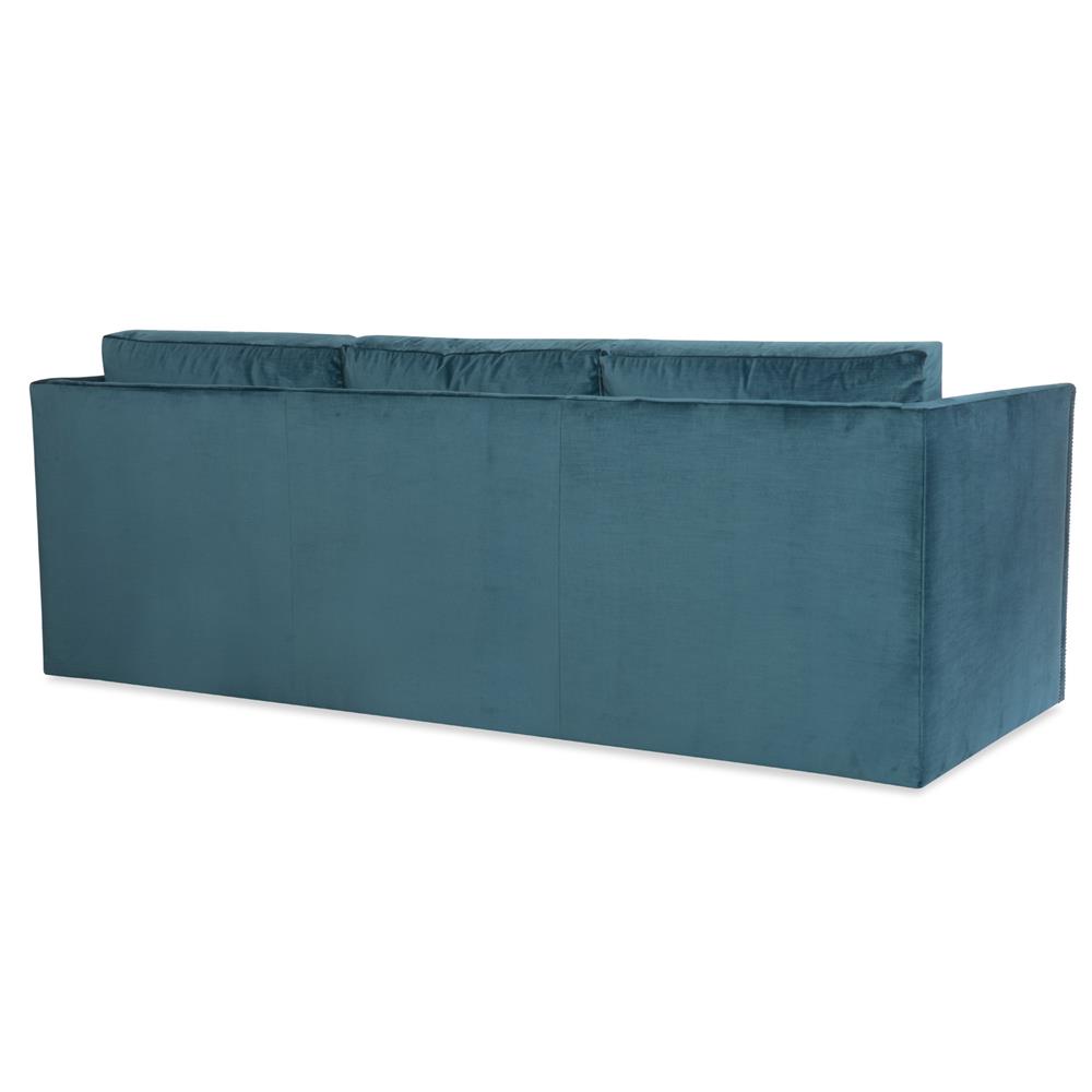 Highland House Etienne Modern Classic Blue Velvet Nailhead Trim Sofa