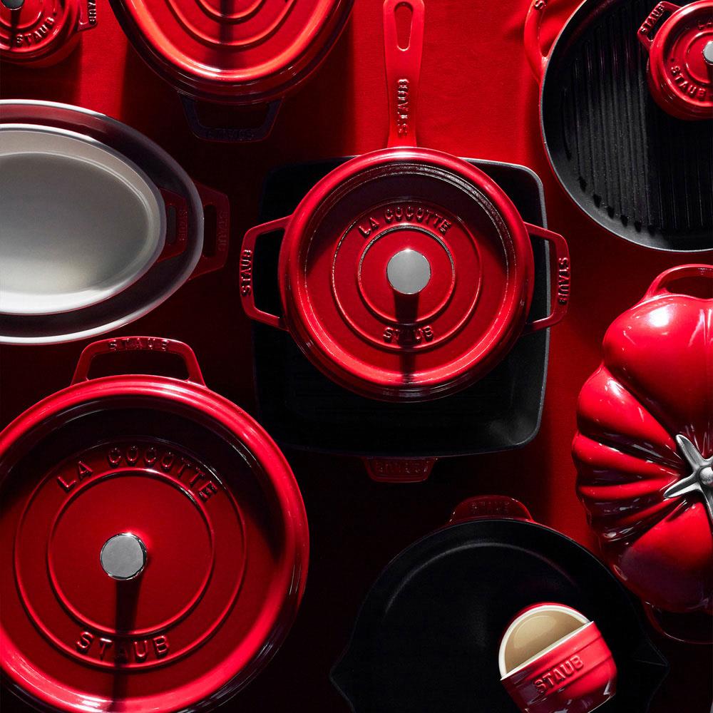 Staub Cherry Red 2.75 Quart Cast Iron Round Cocotte Pot|