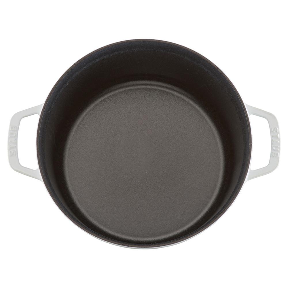Staub White Cast Iron Round Cocotte Pot - 5.5 Quart|