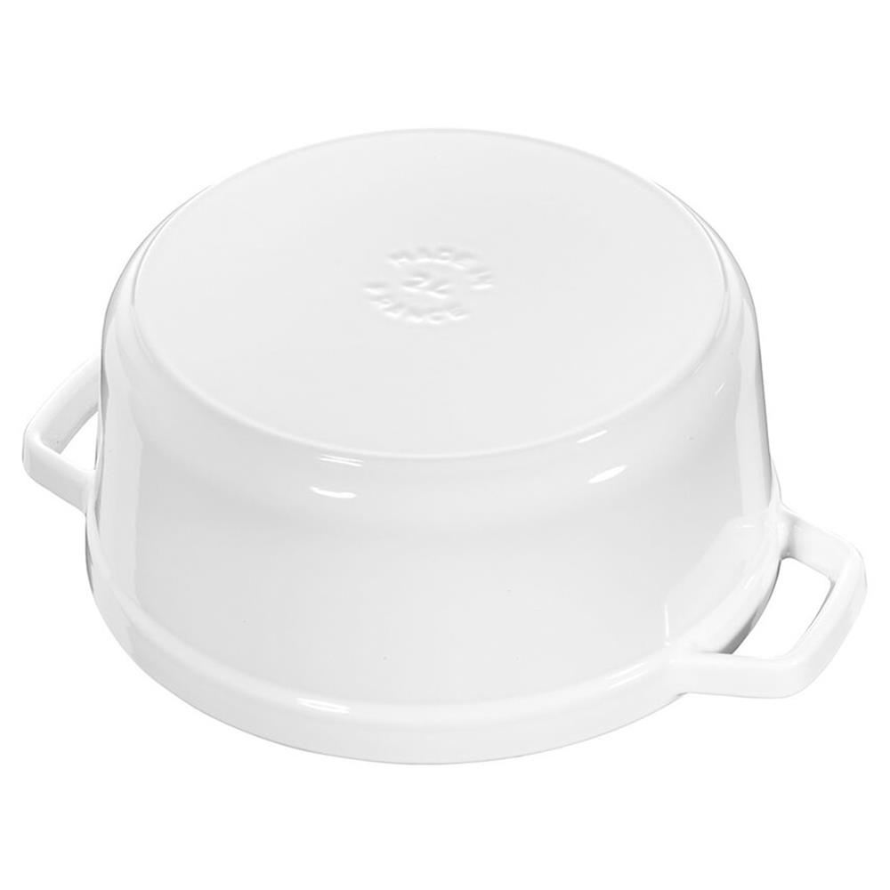Staub White Cast Iron Round Cocotte Pot - 5.5 Quart|