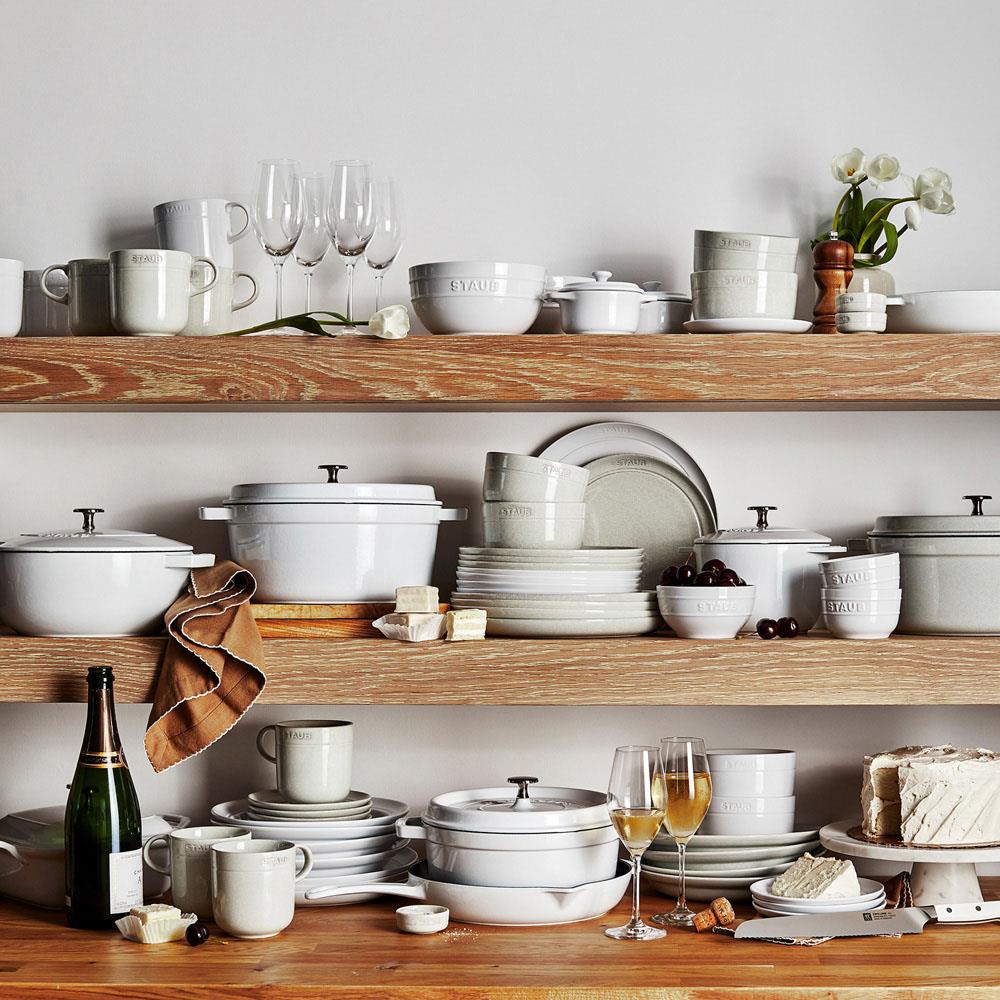 Staub White Cast Iron Round Cocotte Pot - 5.5 Quart|