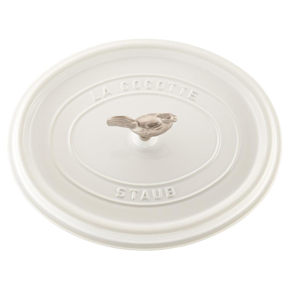 Staub White 5.8 Quart Cast Iron Oval Cocotte Pot|