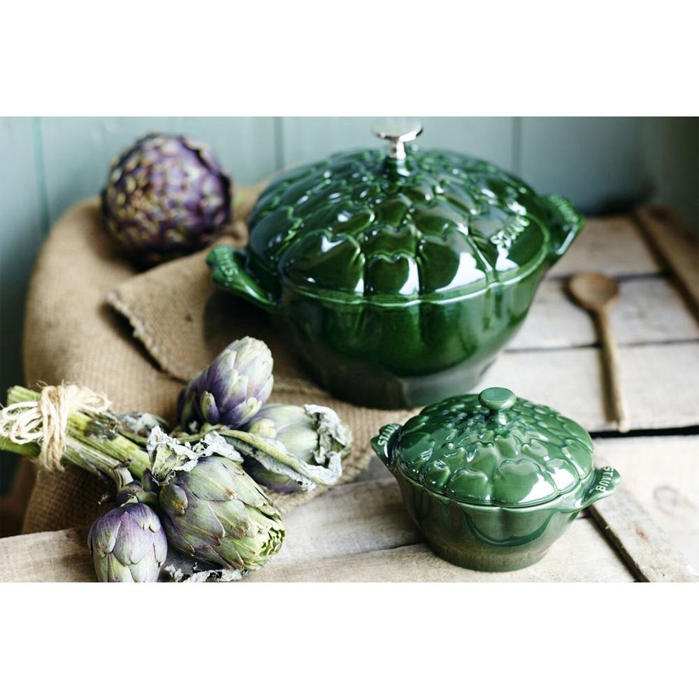 Staub Green Cast Iron 5.5 Quart Artichoke Cocotte Pot