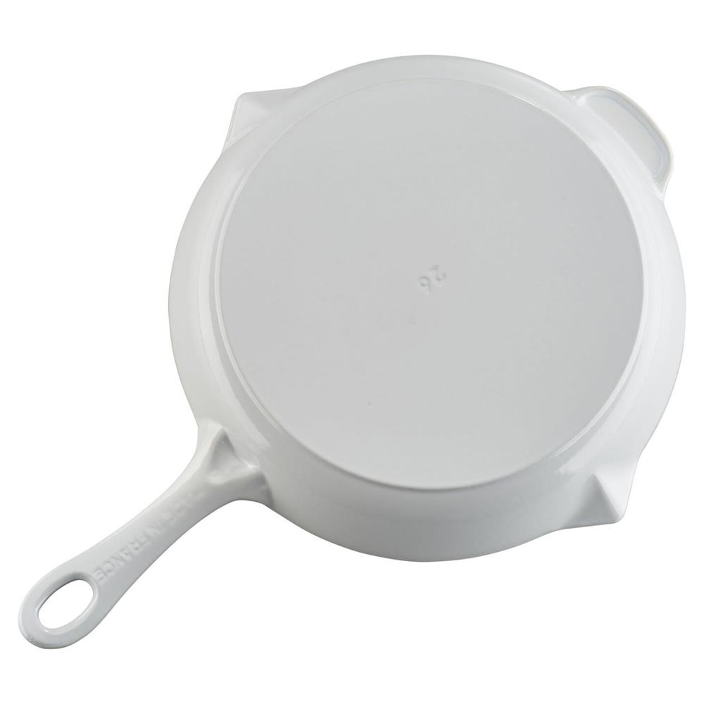 Staub White Cast Iron Frying Pan With Spout - 10"|