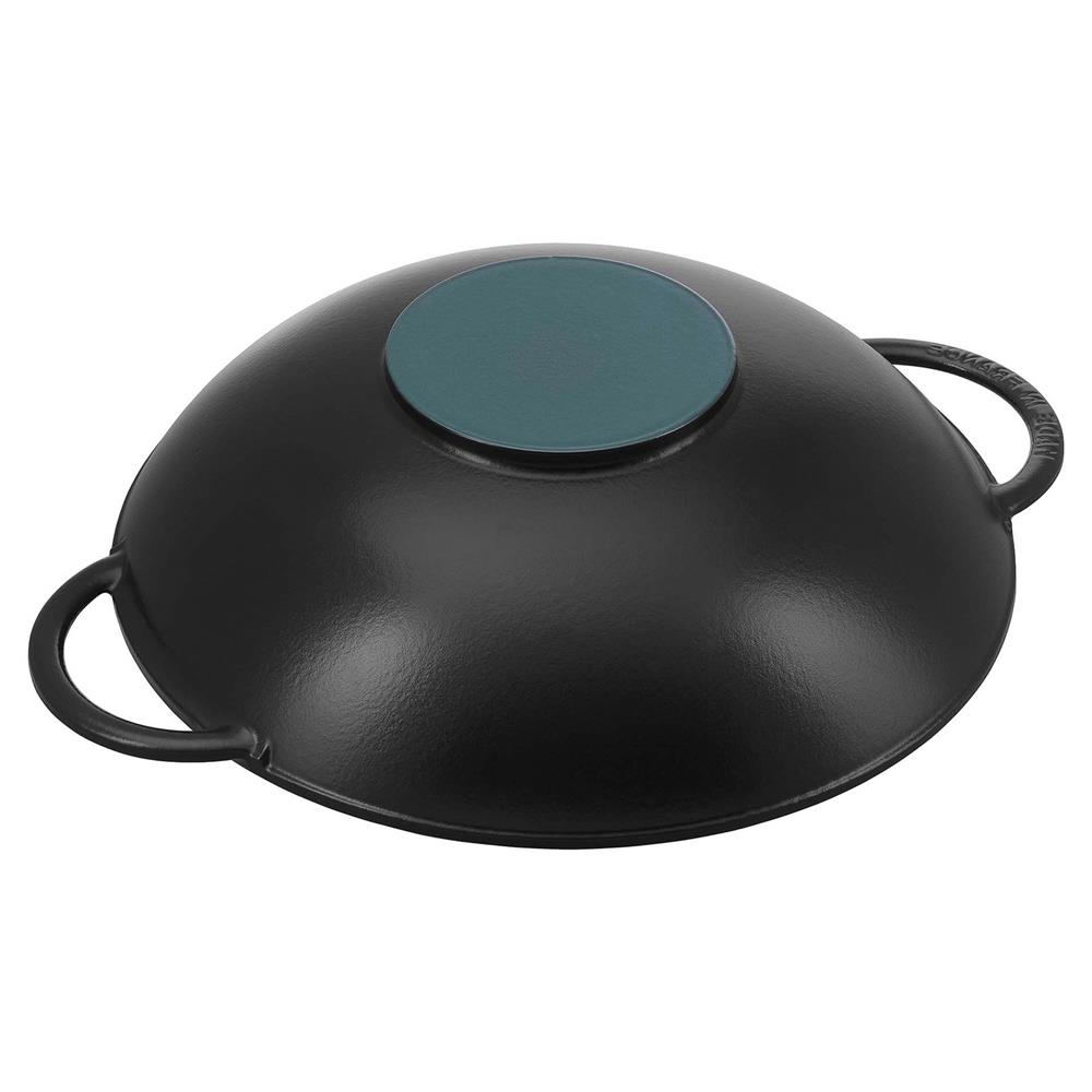 Staub Black Cast Iron Wok With Lid - 6.5 Inch|