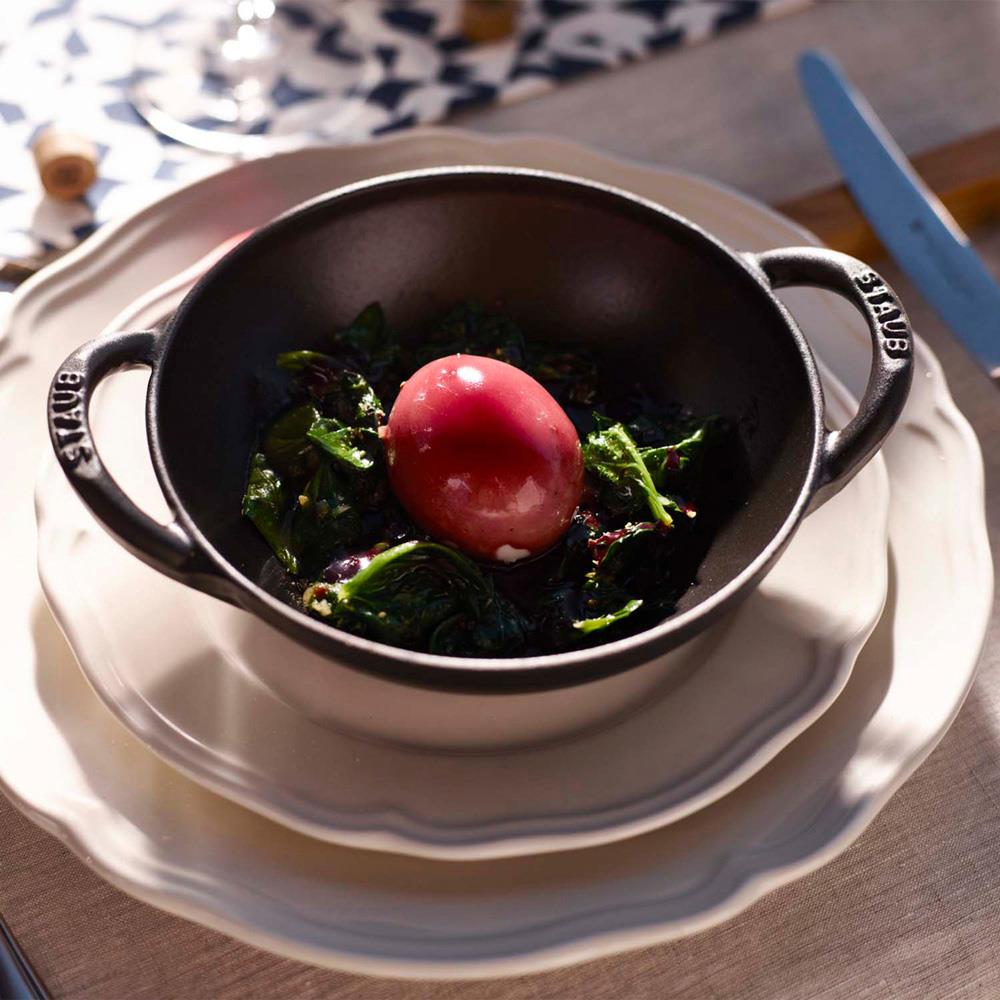 Staub Black Cast Iron Wok With Lid